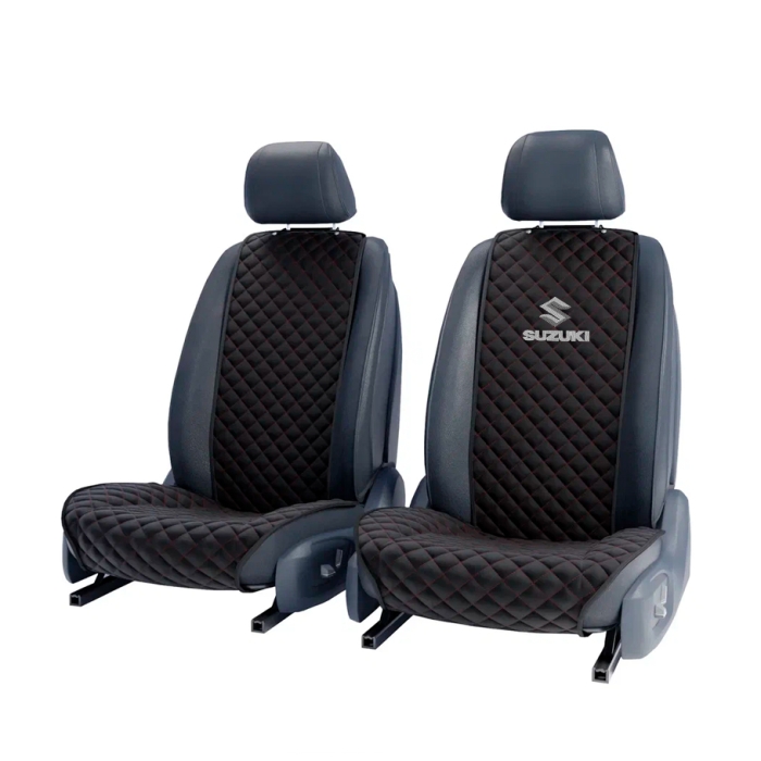 Накидки на сидения Комплект передних черно-красных накидок с вышивкой Suzuki